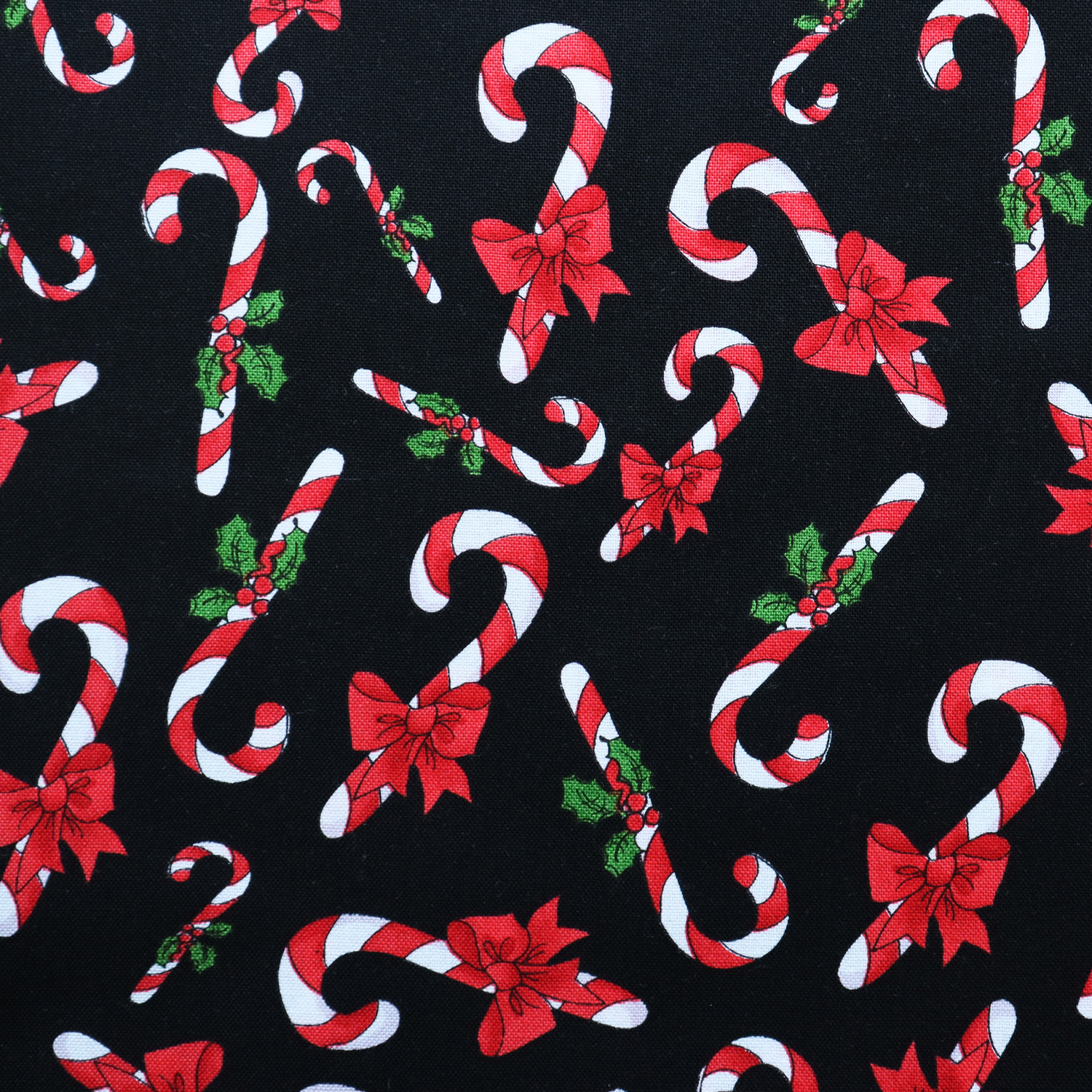【0611新柄】■LORA692-554R Loralie Designs ローラライデザインズ ブラック地 クリスマスキャンディースティック 原反約10.9m巻 (巻)