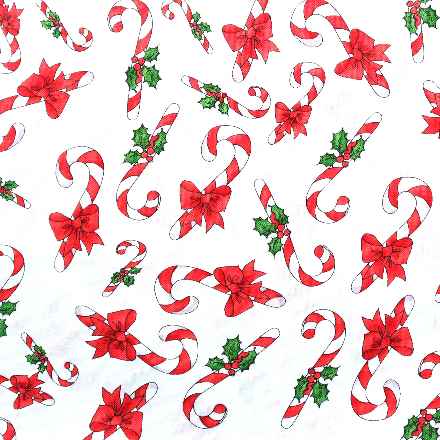 【0611新柄】■LORA692-555R Loralie Designs ローラライデザインズ ホワイト地 クリスマスキャンディースティック 原反約10.9m巻 (巻)