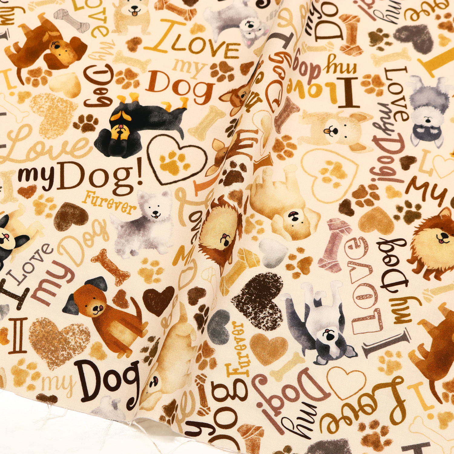 【0211新柄】TIME3317-C ドックラブ クリーム TimeLess Treasures タイムレストレジャー STELLA ステラ USAプリント生地 巾約110cm 1m単位 (m)