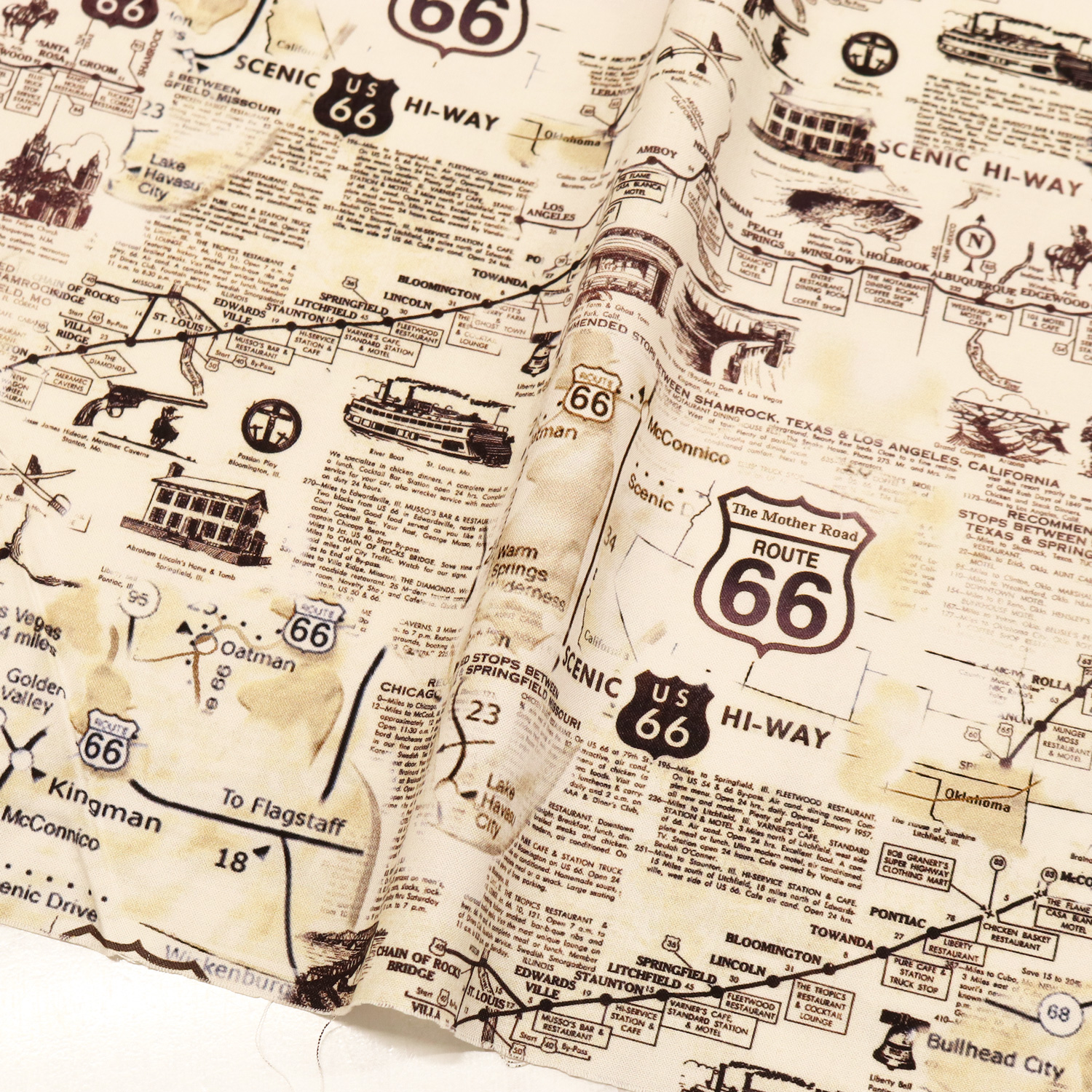【春フェア】【0211新柄】TIME7529-N ルート６６ マップ TimeLess Treasures タイムレストレジャー STELLA ステラ USAプリント生地 巾約110cm 1m単位 (m)