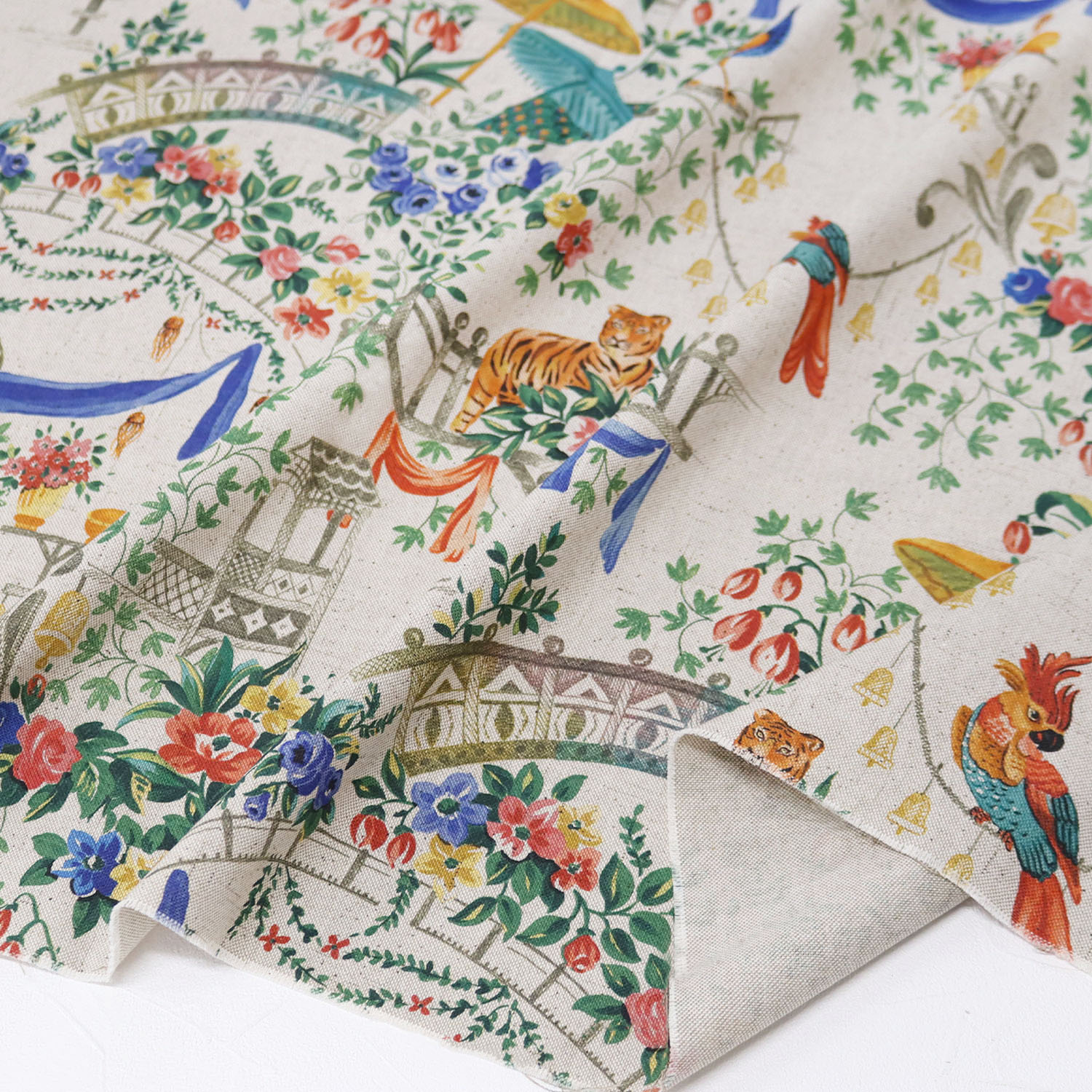 VIL-FLAC-11 スペイン輸入 綿麻風インクジェットオックス 生地 約巾140cm 1m単位 (m)