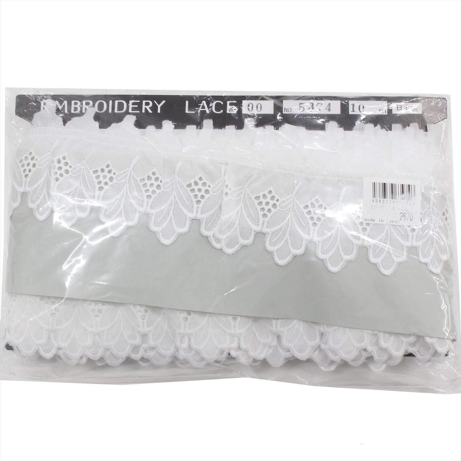 【数量限定特価】CF5374-00　綿レースフリル 巾約7.4cm×10m オフホワイト (巻)