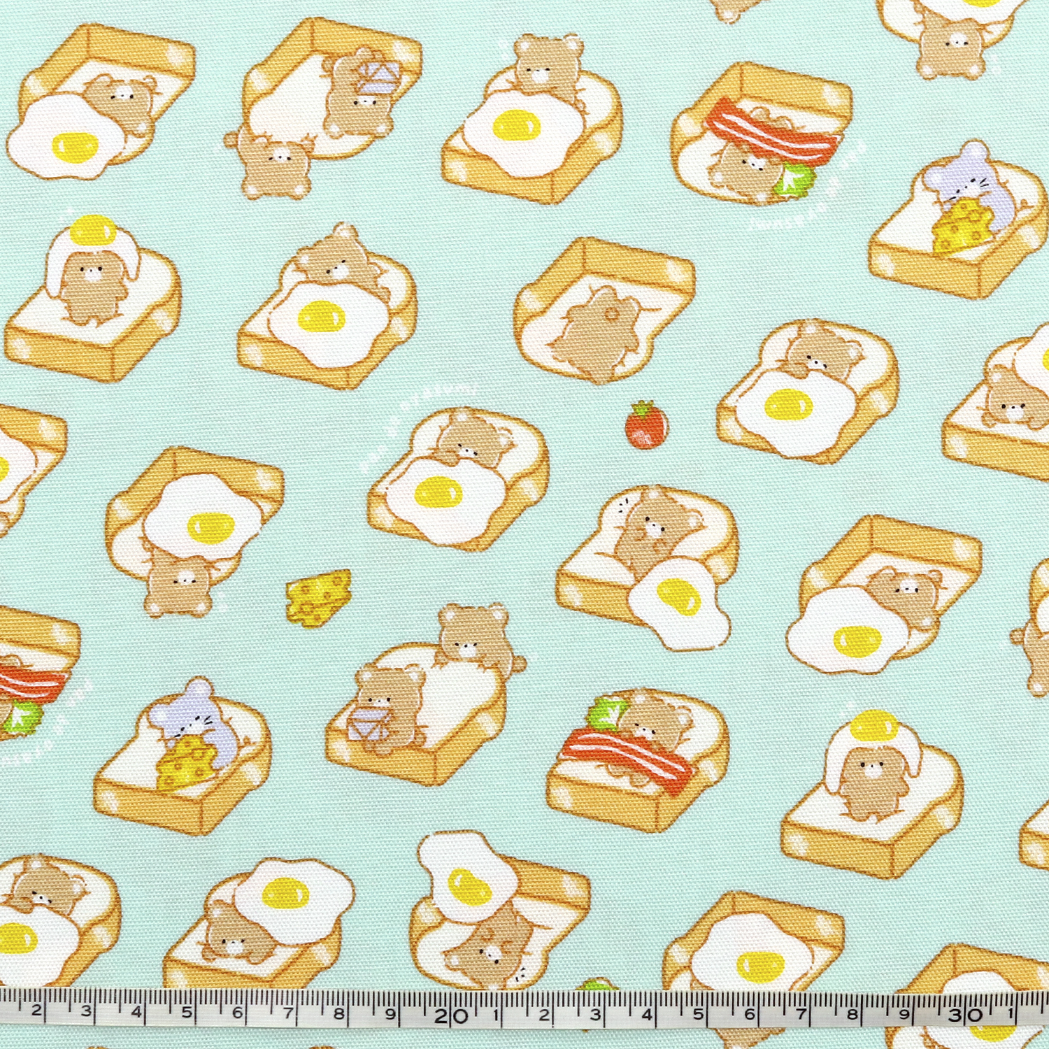 【1/28まで】【WEB限定・原反特価】■AP55107H-2D クマと食パン オックス プリント生地 原反 (巻)