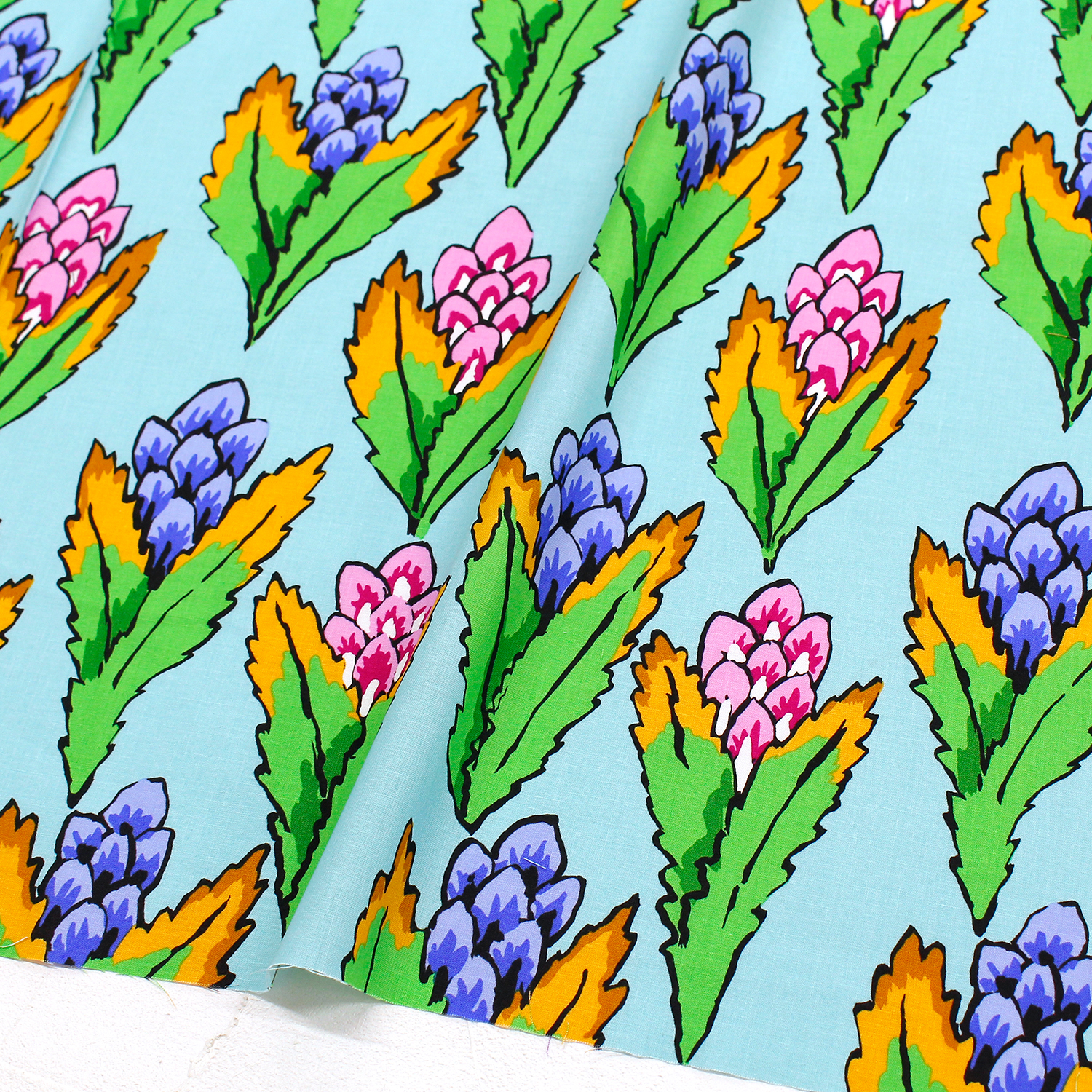 【タイムセール】FSP-927 春を待つヒヤシンス ミントブルー地 FreeSpirit フリースピリット Kaffe Fassett -ケイフ・ファセット- USAプリント m単位 (m)