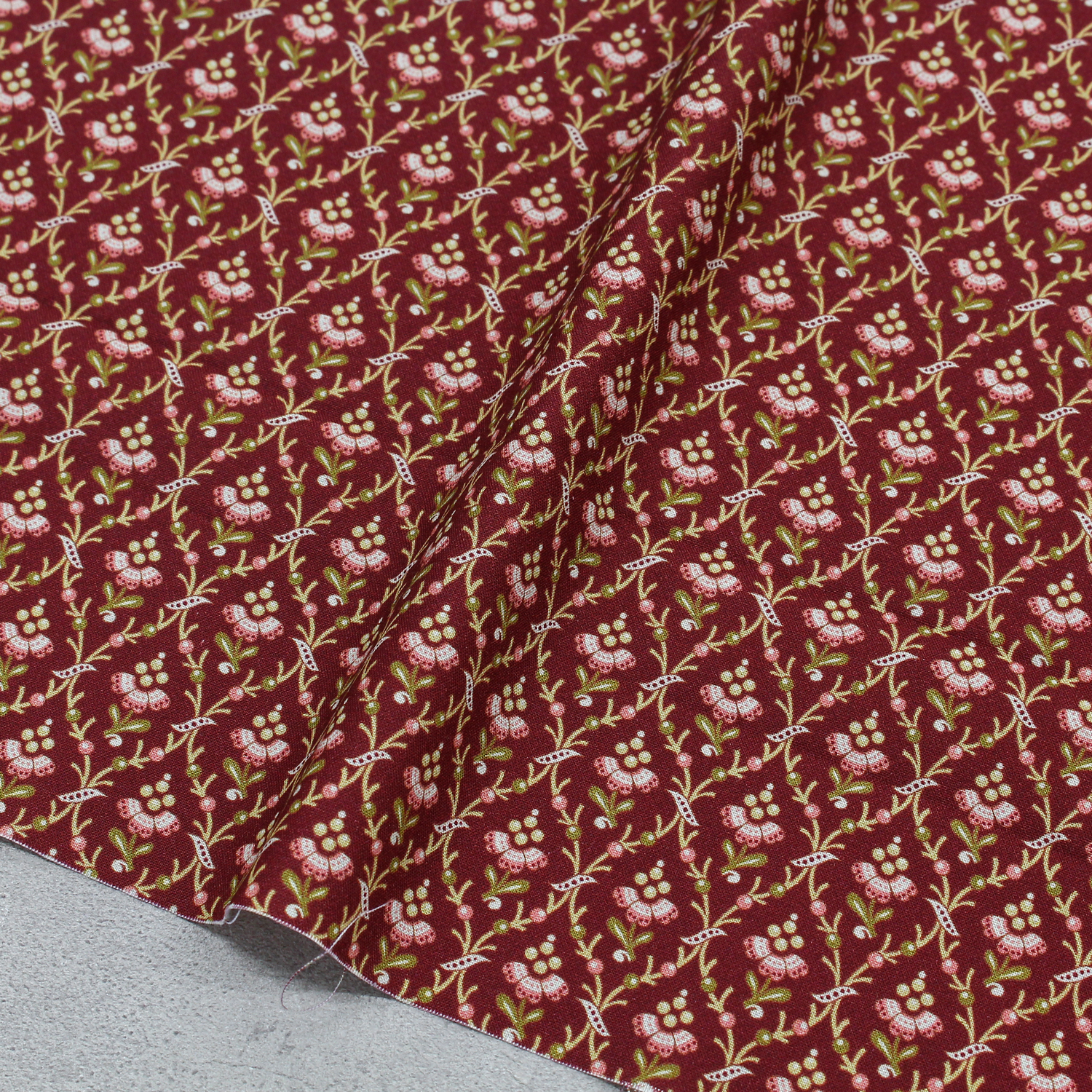 【0116新柄】MICH11996-S ボルドー地 花とと小さな美柄 Michael Miller マイケルミラー USAプリント 巾約MICH0cm 1m単位 (m)