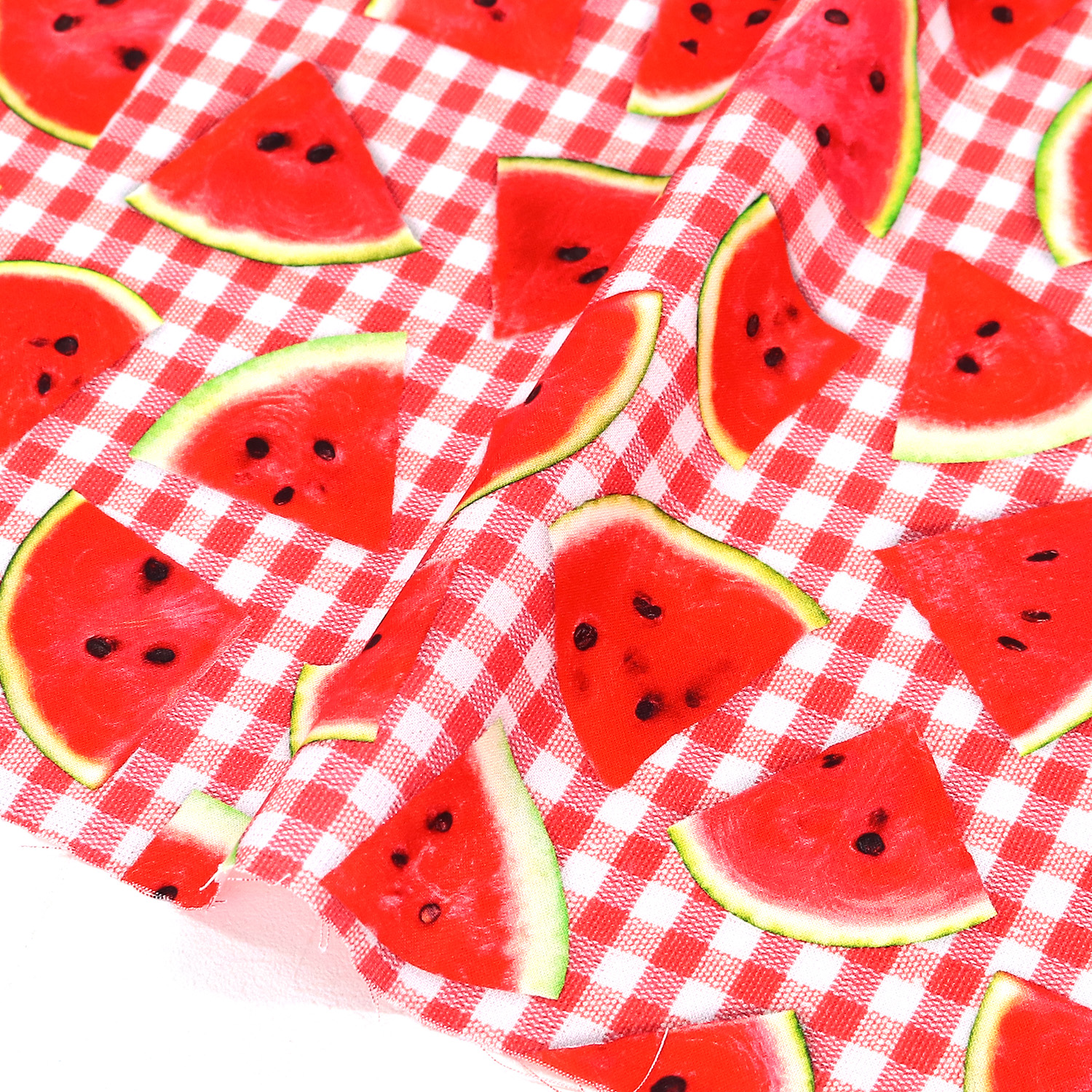 【0428新柄】TIME3909-R 赤チェック スイカ リアルフルーツ USAシーチングプリント TIMELESS TREASURES タイムレストレジャー 1m単位 (m)