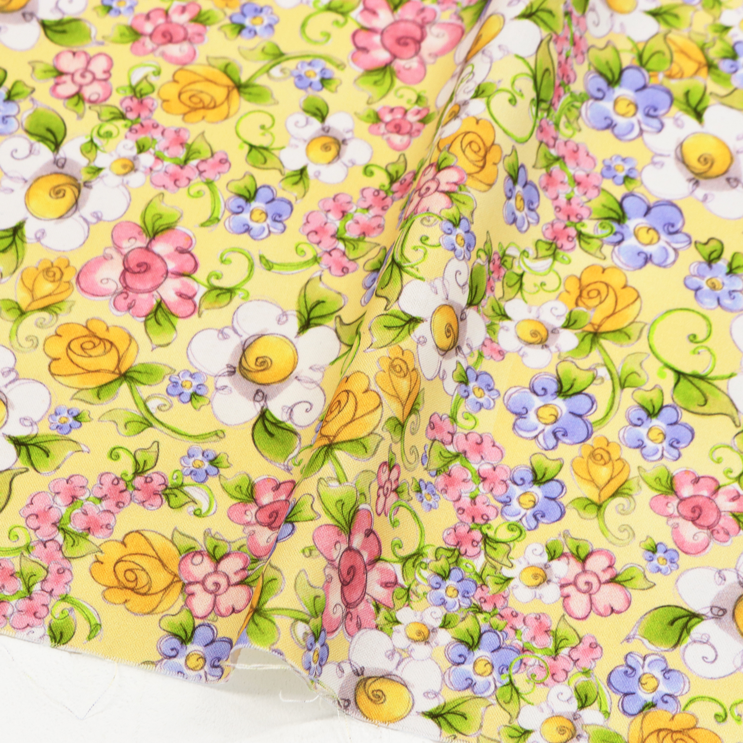 【2607再入荷】LORA692-728 ローラライデザインズ クリーム地 花柄 USAプリント生地  巾約110cm m単位 (m)