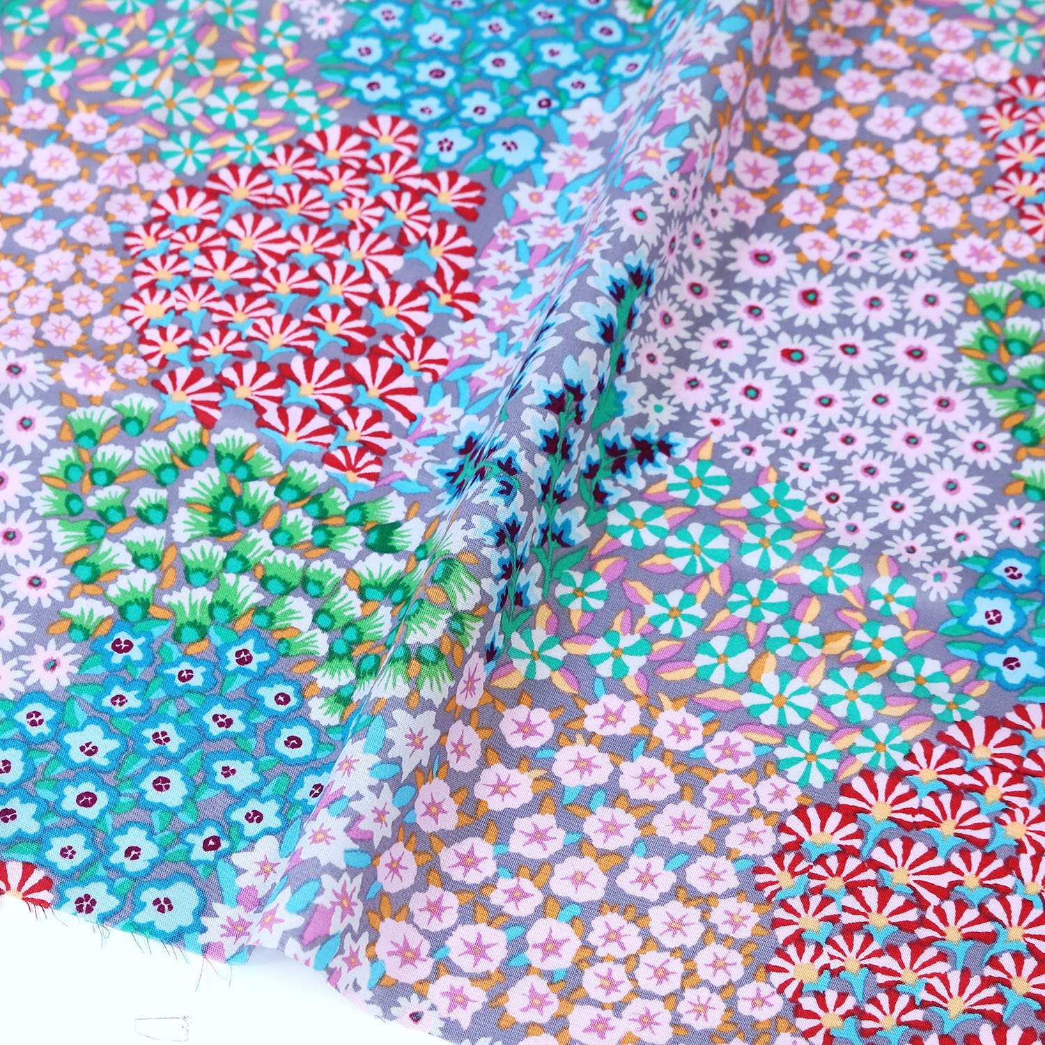 【2608新柄】FSP-1003 グレー地 小花総柄 ローン生地 USAプリント Kaffe Fassett ケイフ・ファセット FreeSpirit フリースピリット 1m単位 (m)