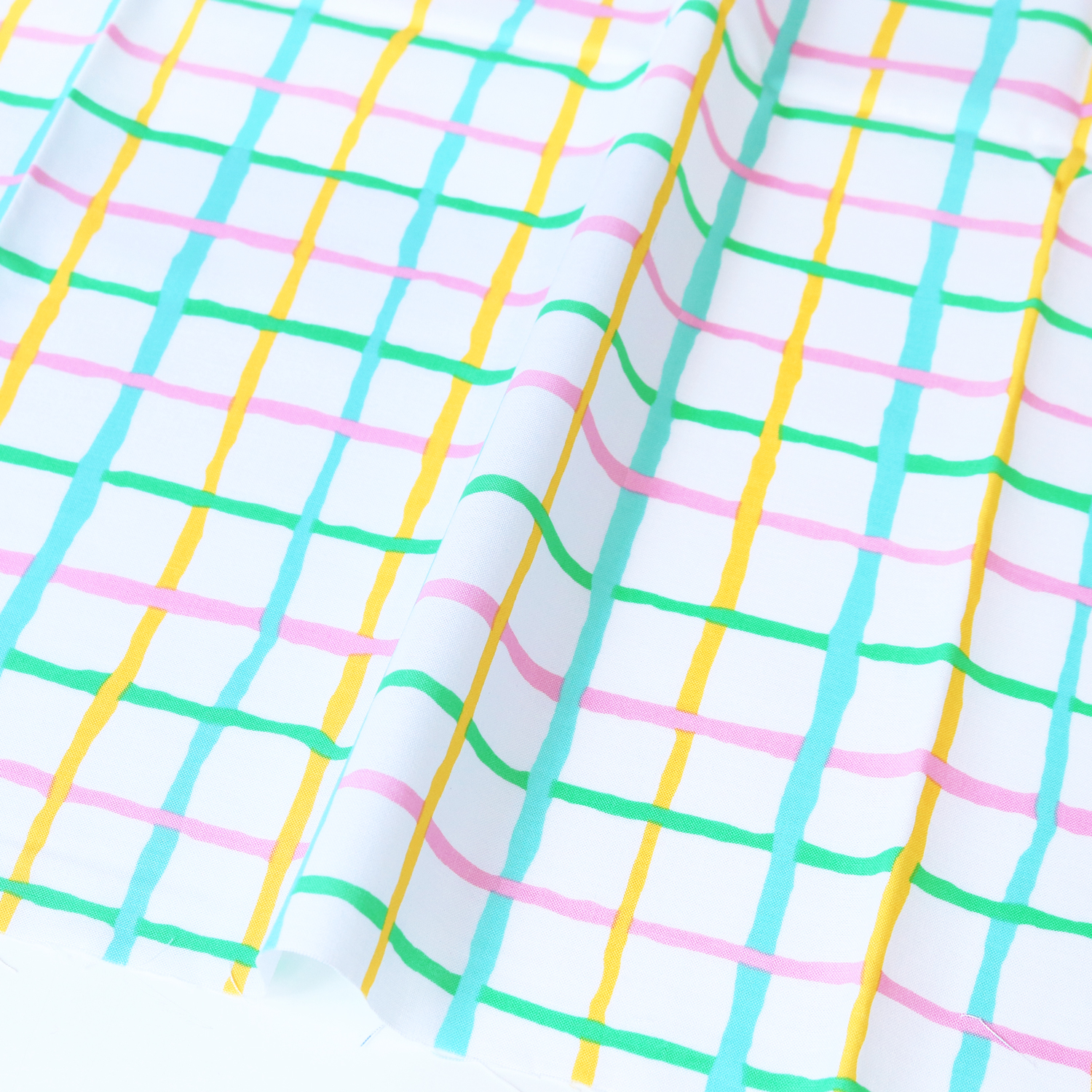 【2608新柄】FSP-959 白地 緑 格子柄 USAプリント Kaffe Fassett ケイフ・ファセット FreeSpirit フリースピリット 1m単位 (m)