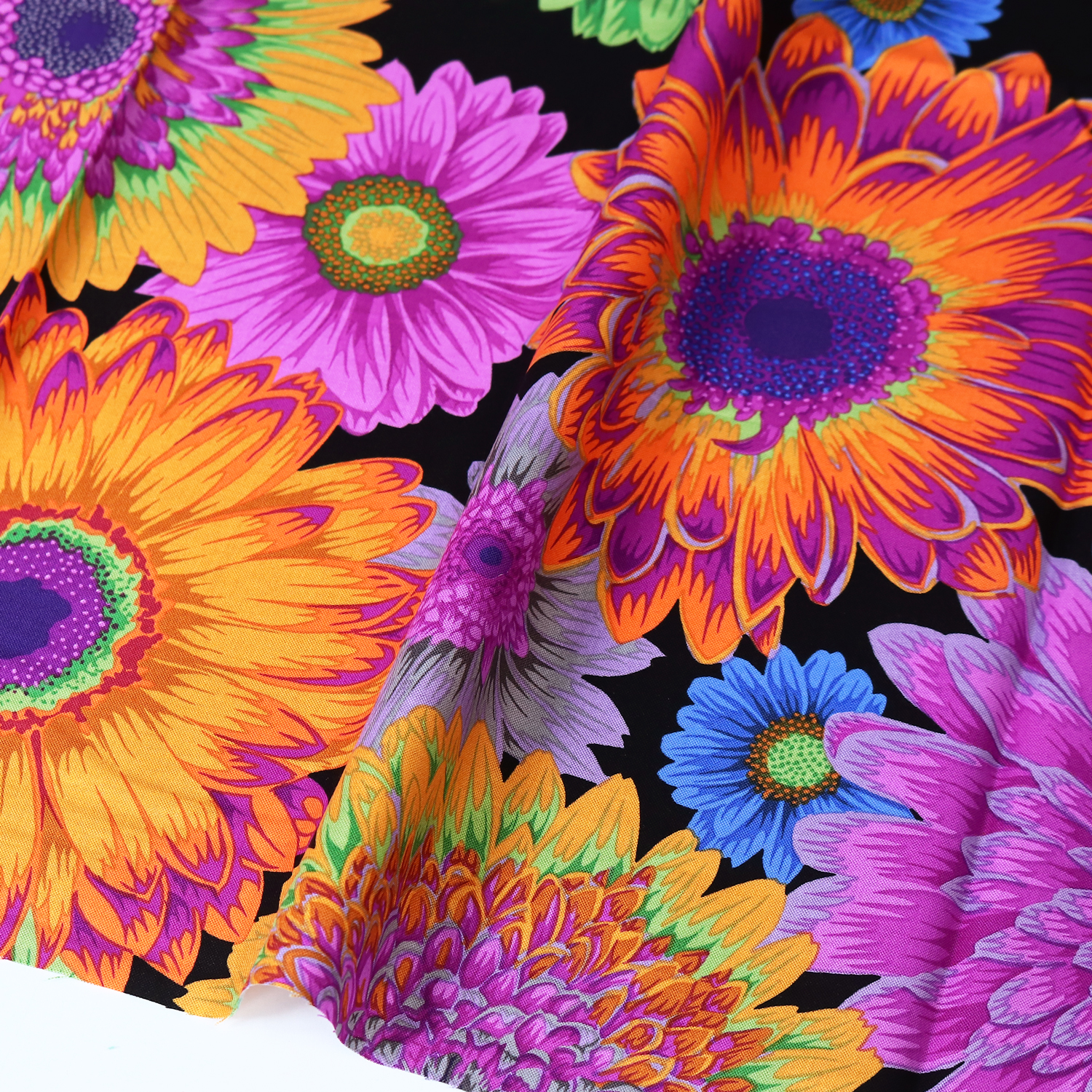 【2608新柄】FSP-963 黒地 大きな花 USAプリント Kaffe Fassett ケイフ・ファセット FreeSpirit フリースピリット 1m単位 (m)
