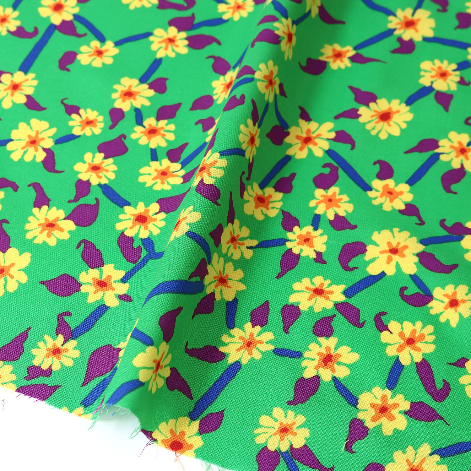 【2608新柄】FSP-970 緑地 小花柄 USAプリント Kaffe Fassett ケイフ・ファセット FreeSpirit フリースピリット 1m単位 (m)