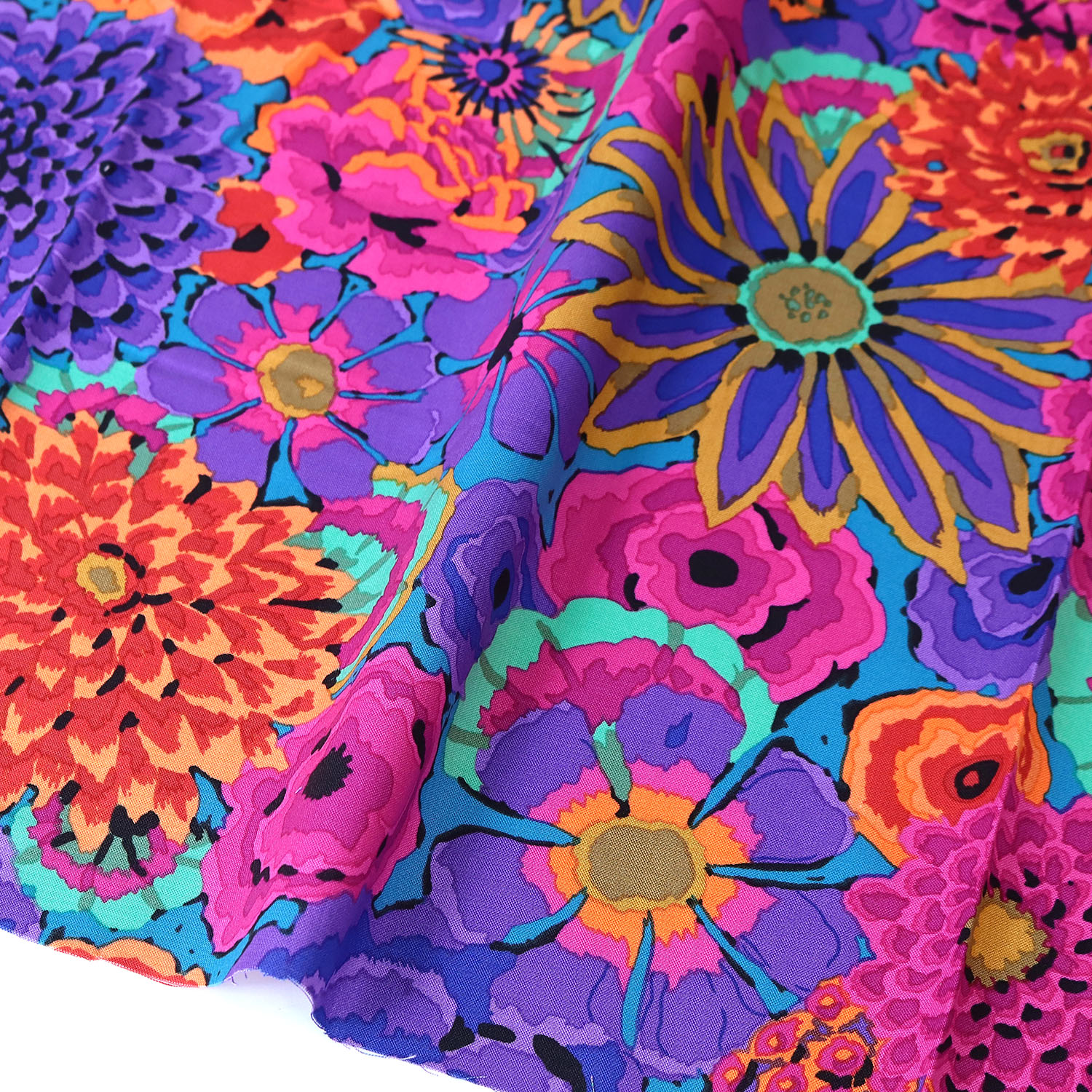 【2608新柄】FSP-976 青地 花柄 ローン生地 USAプリント Kaffe Fassett ケイフ・ファセット FreeSpirit フリースピリット 1m単位 (m)