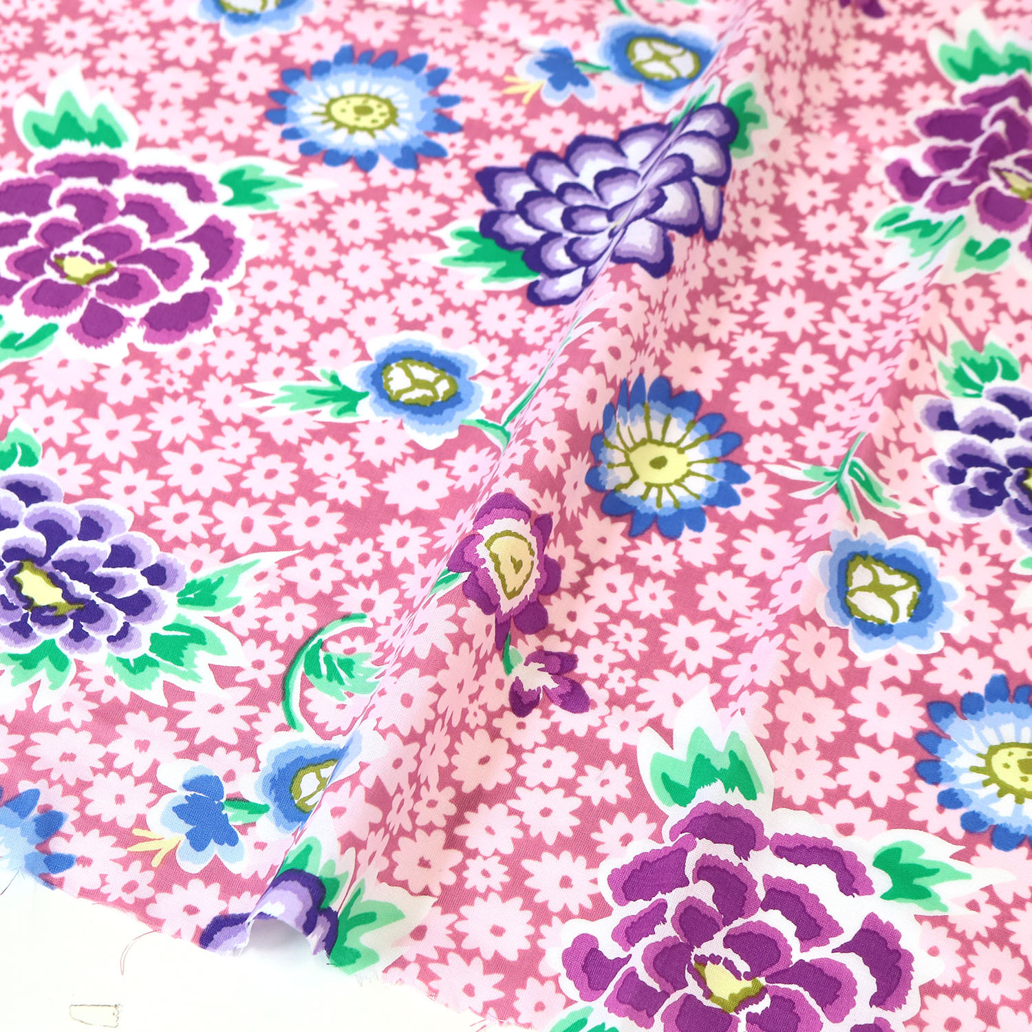 【2608新柄】FSP-983 ピンク地 花柄 ローン生地 USAプリント Kaffe Fassett ケイフ・ファセット FreeSpirit フリースピリット 1m単位 (m)