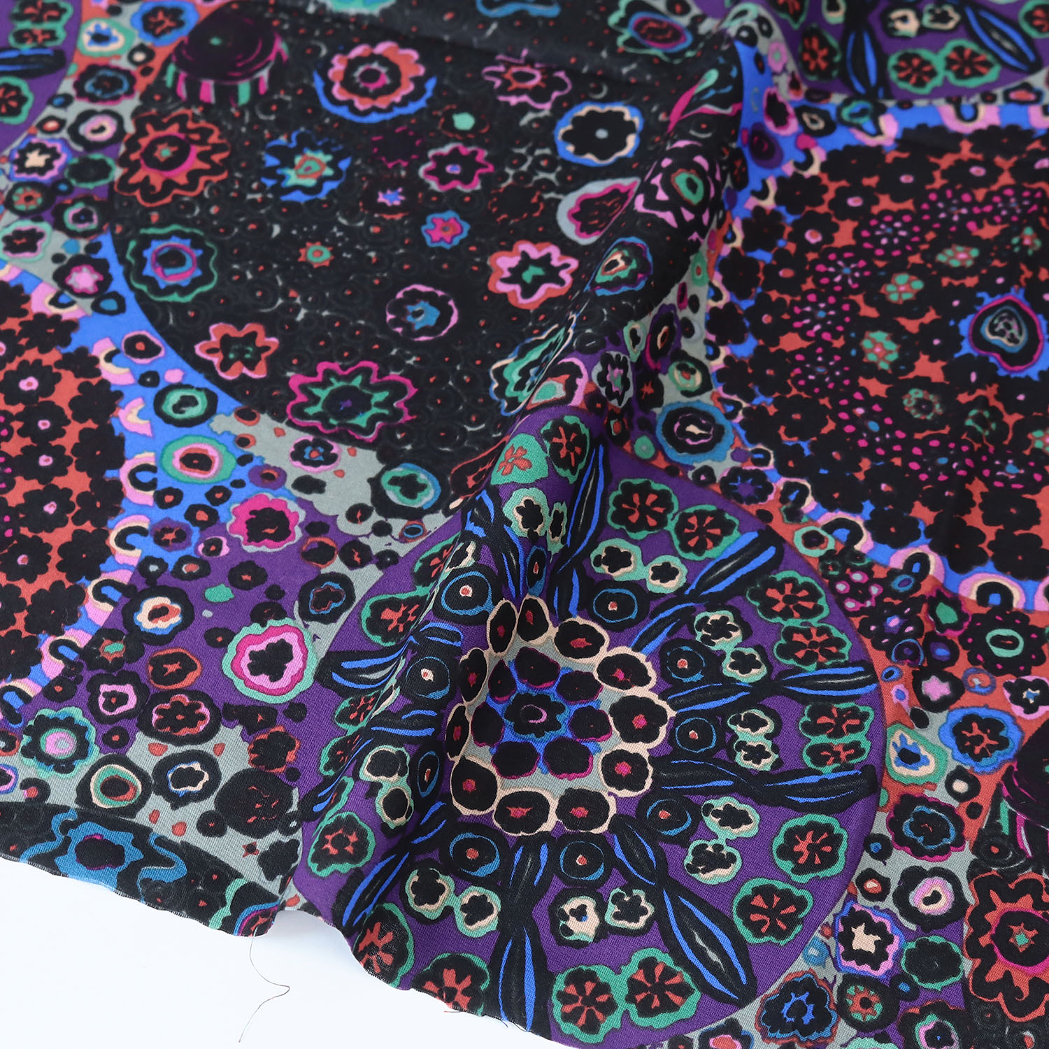 【2608新柄】FSP-985 黒地 丸 総柄 ローン生地 USAプリント Kaffe Fassett ケイフ・ファセット FreeSpirit フリースピリット 1m単位 (m)