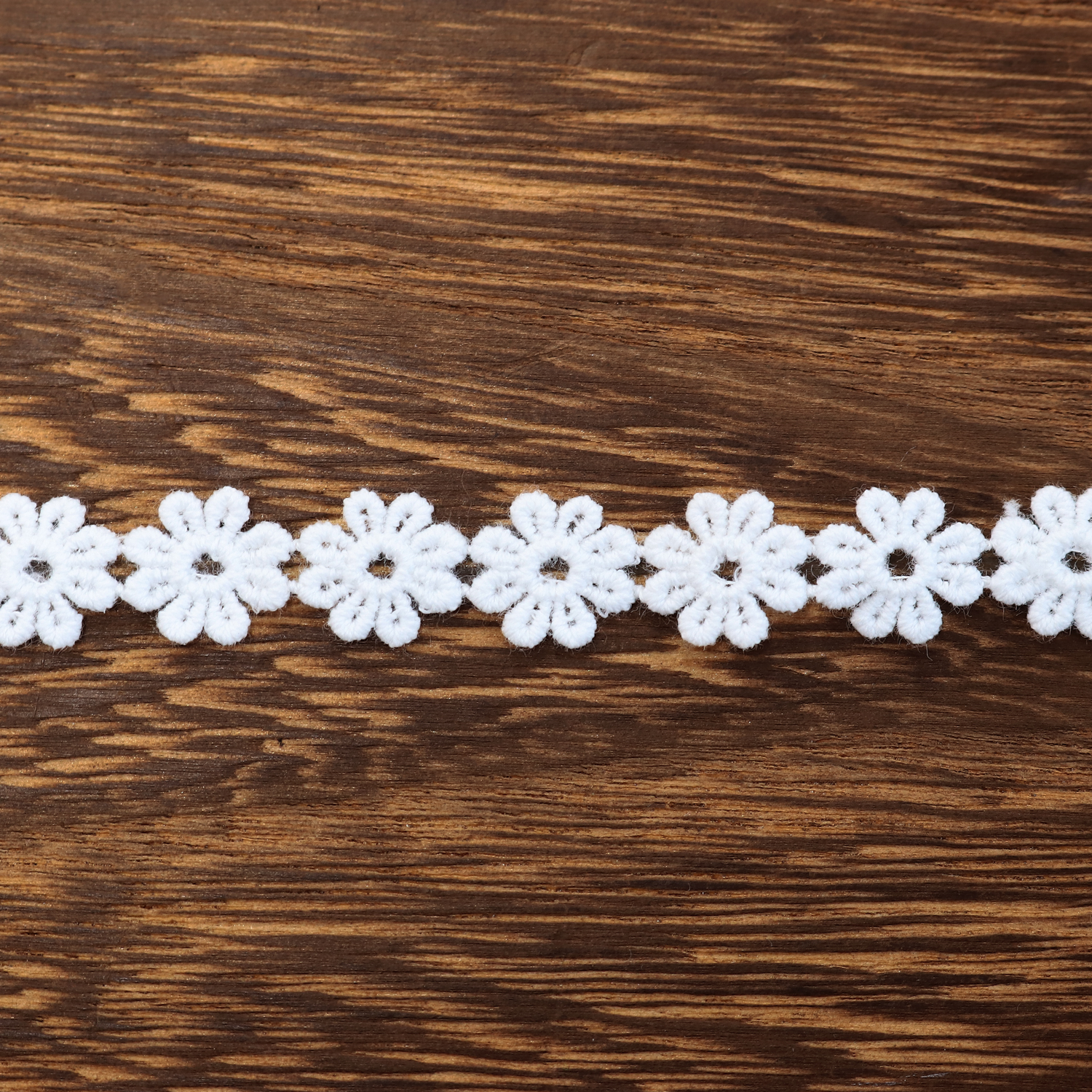HML1002 モチーフレース 白 ラインフラワー  巾約1.2cm×13.5m (巻)