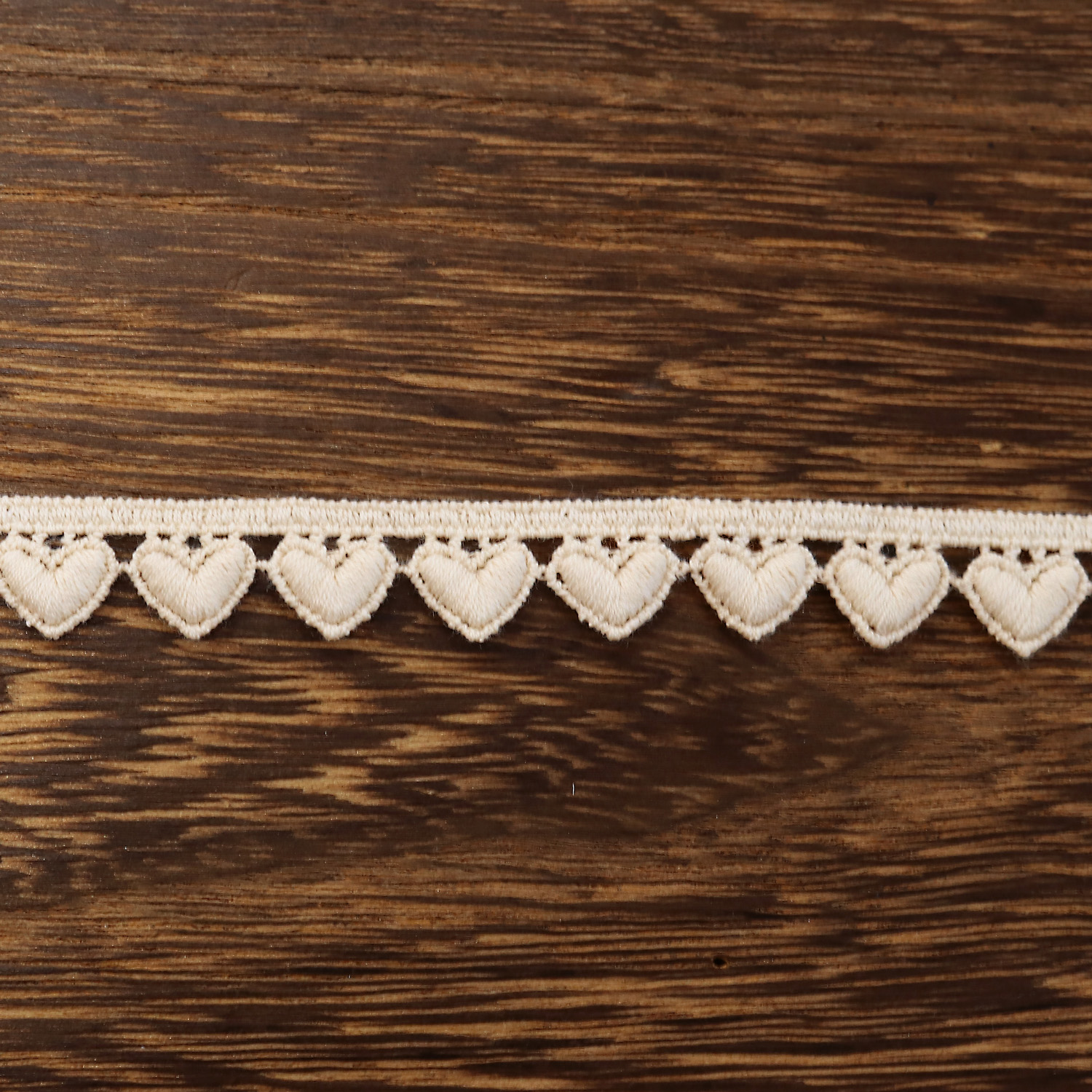 HML1005 モチーフレース 生成 ハート  巾約1.5cm×13.5m (巻)