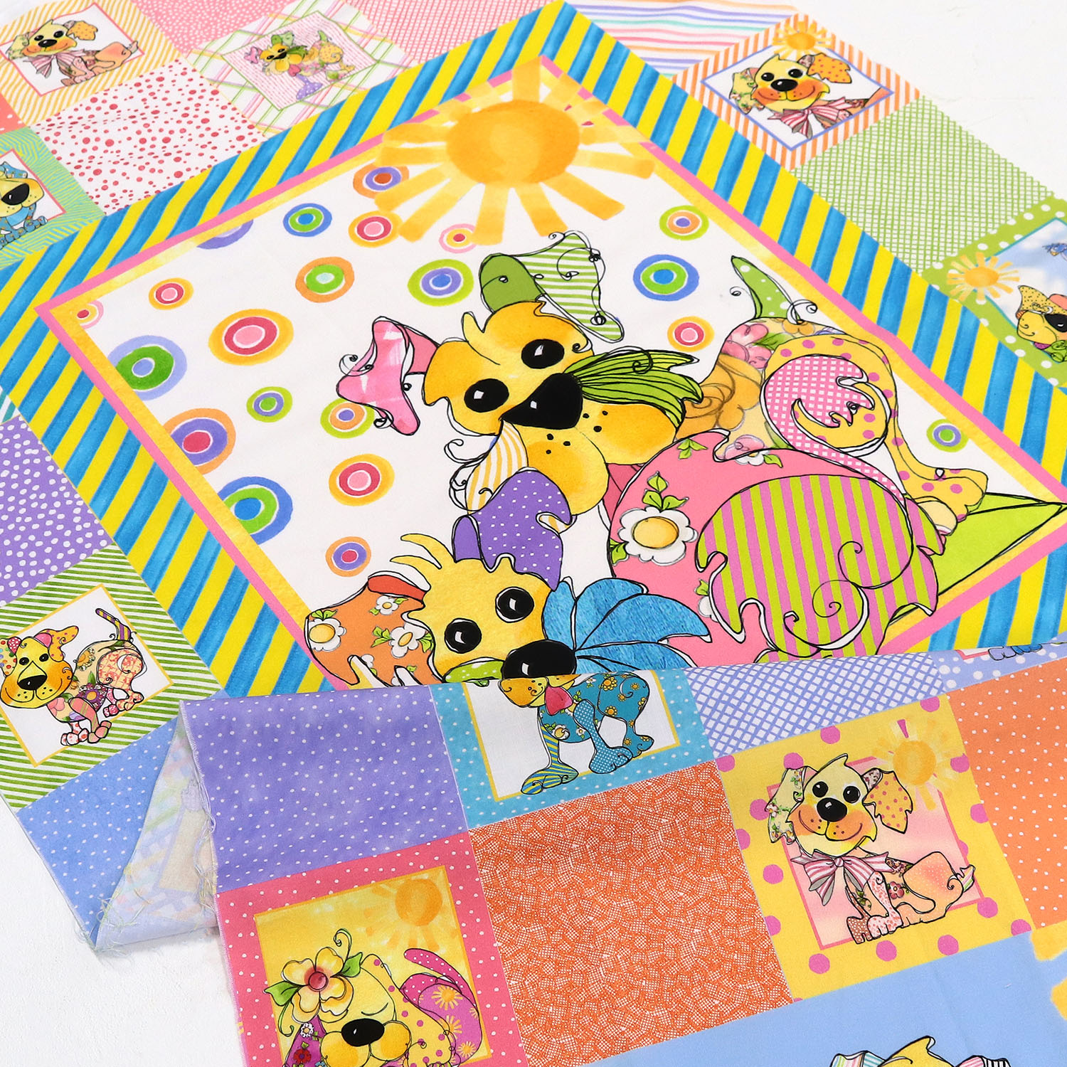 【2609再入荷】LORA692-745 カラフル 犬 約64cmパネル Loralie Designs ローラライデザインズ (枚)