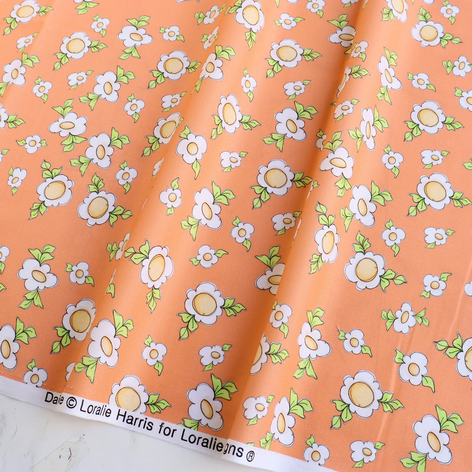 【2609再入荷】LORA692-750 オレンジ地 花柄 Loralie Designs ローラライデザインズ 1m単位 (m)