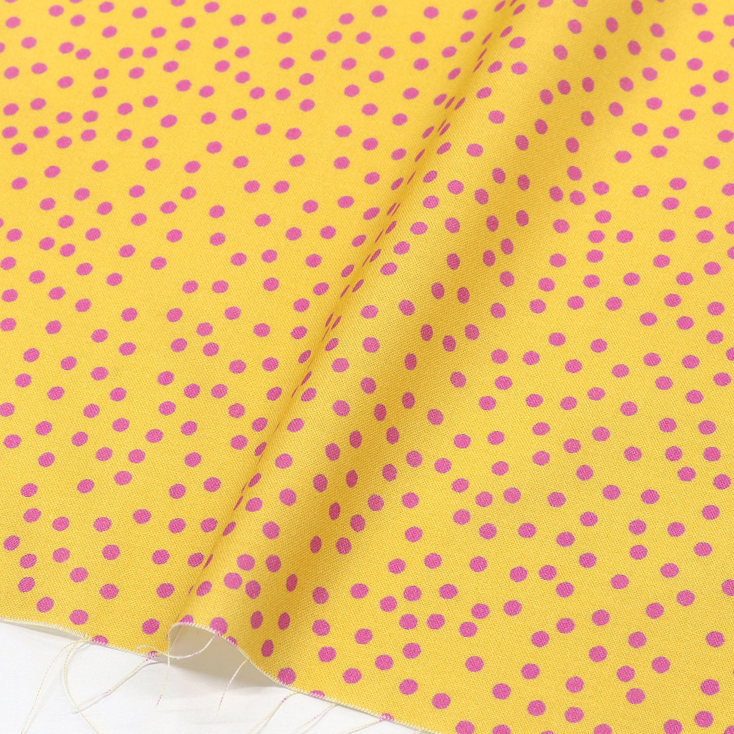【2609再入荷】LORA692-751 黄色地 ピンクドット Loralie Designs ローラライデザインズ 1m単位 (m)