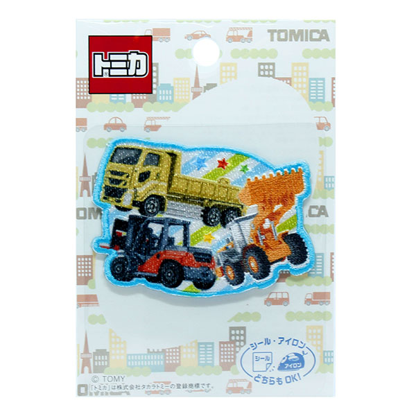 TOM650-TOM 02 (C)トミカ 「ダンプカー・ホイールローダ・L&F ジェネオ」 アイロン・シール両用 ワッペン (枚)