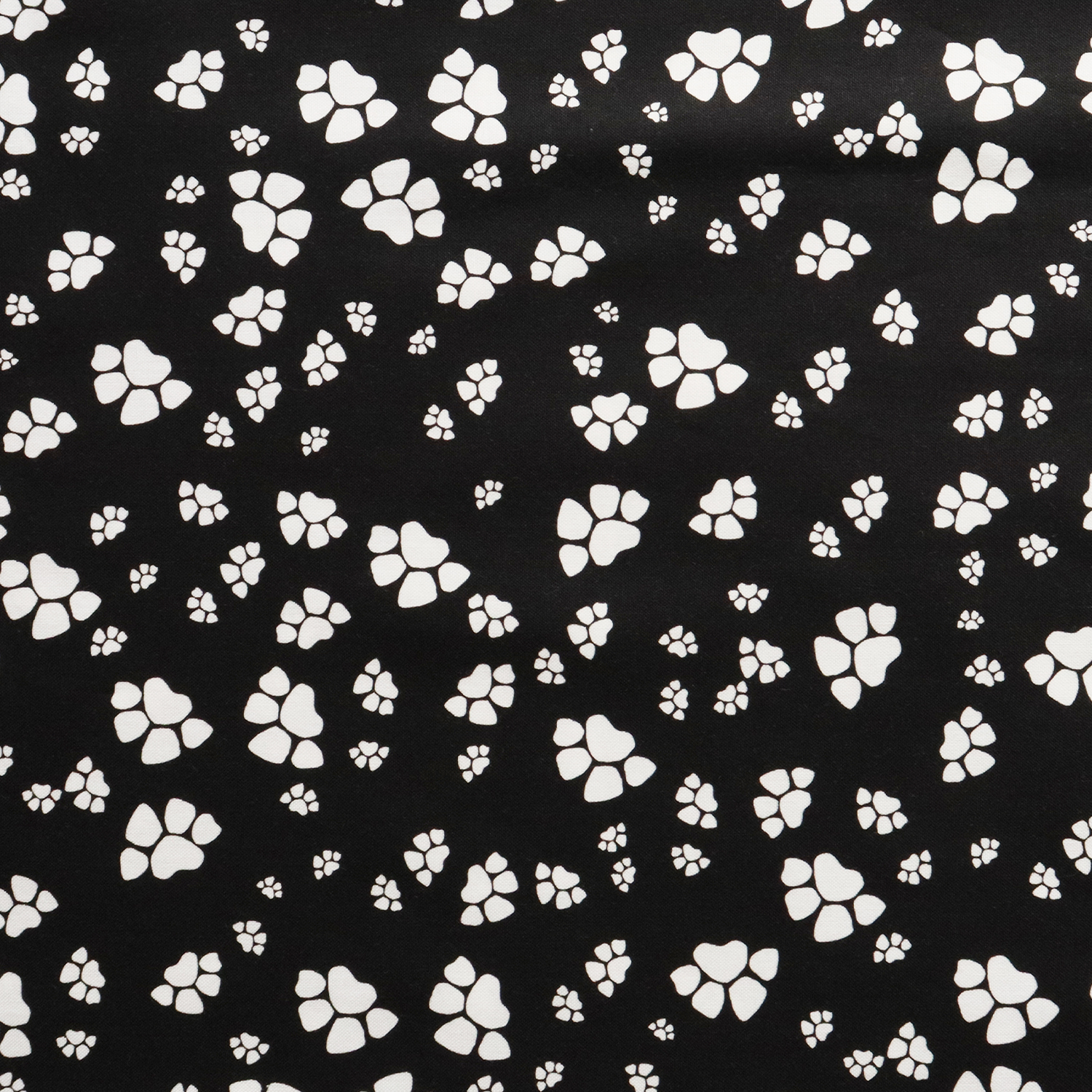 ■LORA692-499 Loralie Designs ブラック地ホワイト肉球 巾約110cm 原反約10.9m (巻)