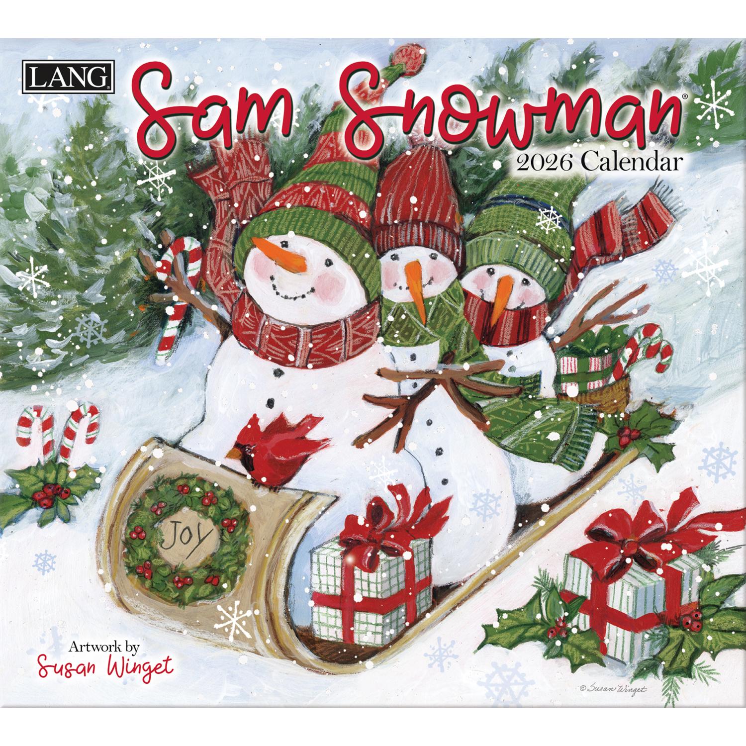 【予約販売】US5016 LANG SAM SNOWMAN 2026 壁掛けカレンダー USA製 (冊)